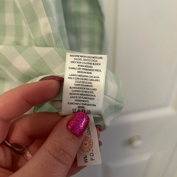 BNWT Men’s Size 3XL Long Sleeve Button Down Green Gingham Shirt - Picture 3 of 5